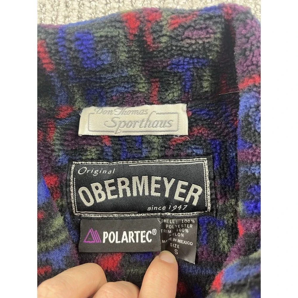 Vintage Obermeyer Polartec Fleece Geometric Aztec Print Vest Southwest Men Small